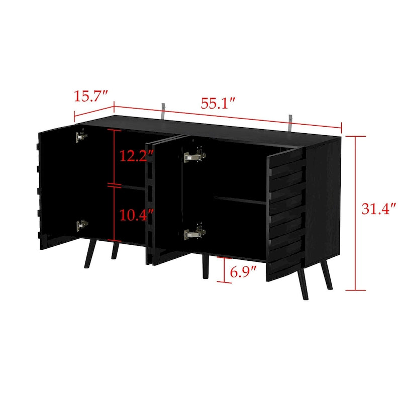 Buffet moderne noir avec grand espace de rangement en laque