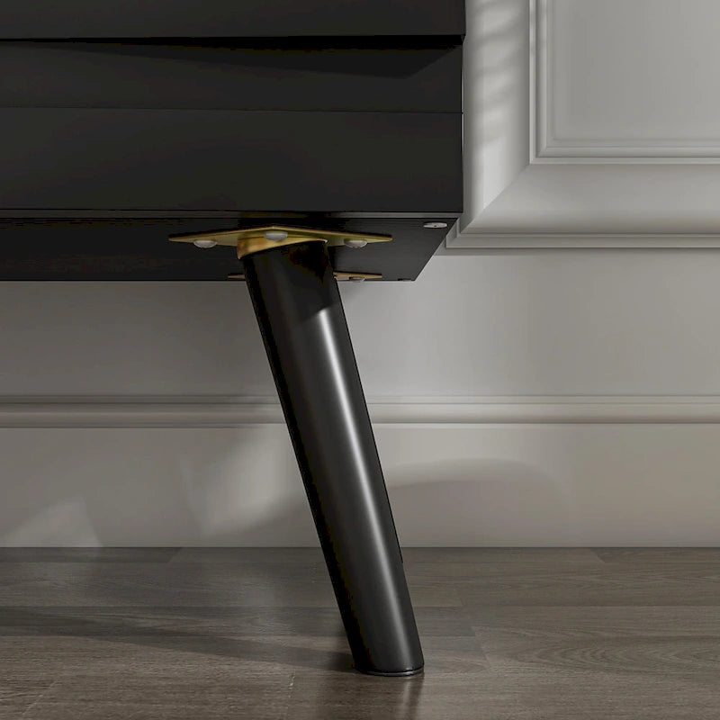 Buffet moderne noir avec grand espace de rangement en laque