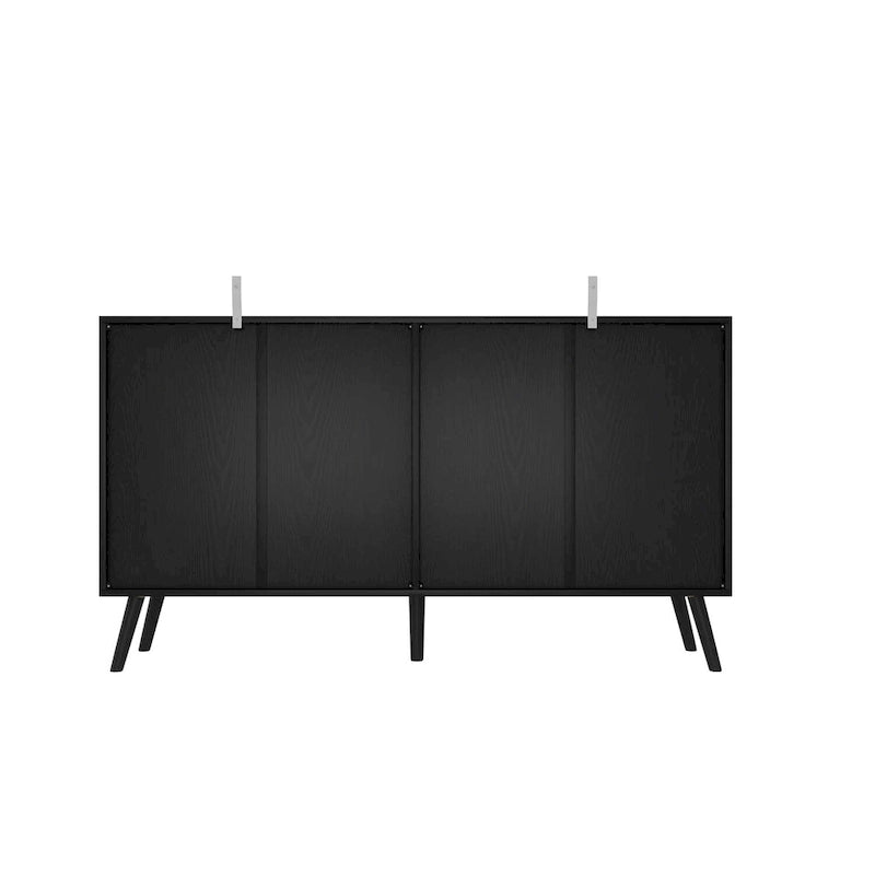Buffet moderne noir avec grand espace de rangement en laque