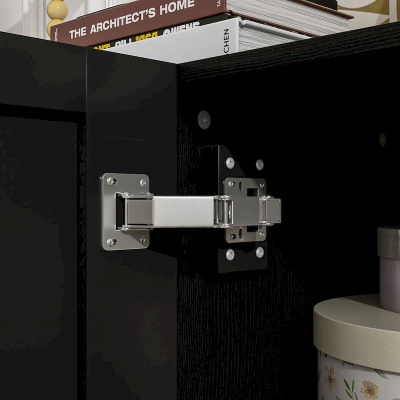 Buffet moderne noir avec grand espace de rangement en laque