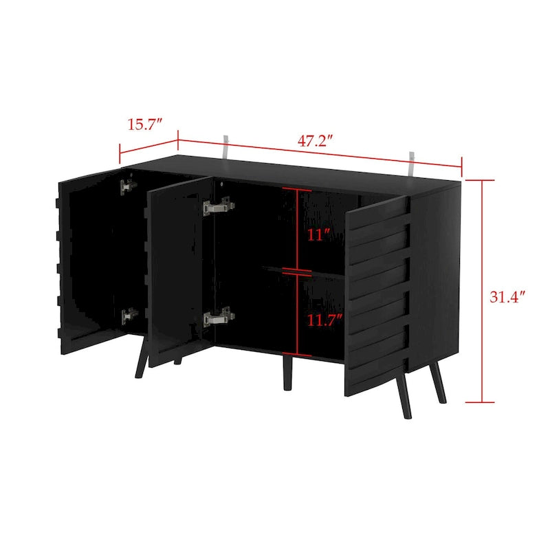 Buffet moderne noir avec grand espace de rangement en laque