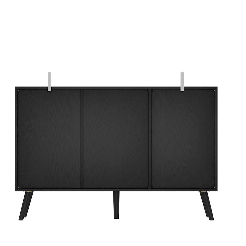 Buffet moderne noir avec grand espace de rangement en laque
