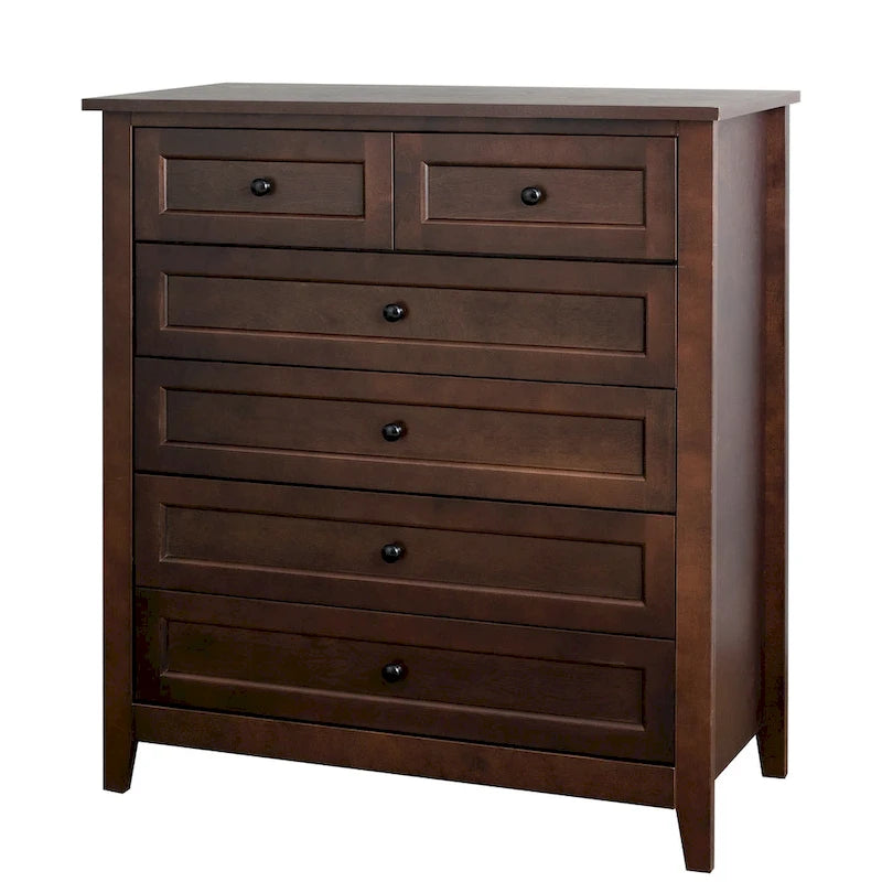 Commode en bois massif laquée avec poignée ronde rétro, auburn