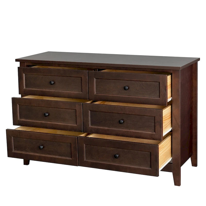 Commode en bois massif laquée avec poignée ronde rétro, auburn