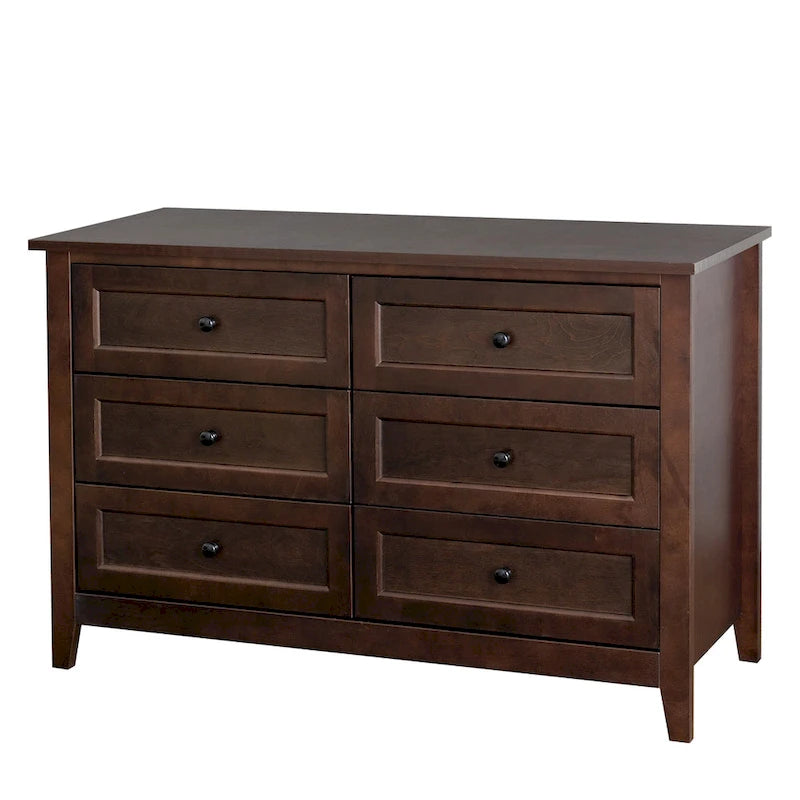 Commode en bois massif laquée avec poignée ronde rétro, auburn