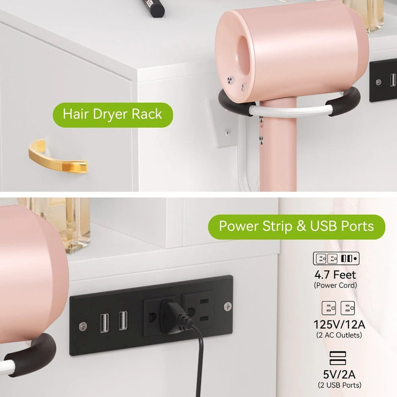 35.4 Vanity with Built-In Outlets and Lighted Mirror - 53.5H x 35.4W x 15.7D
