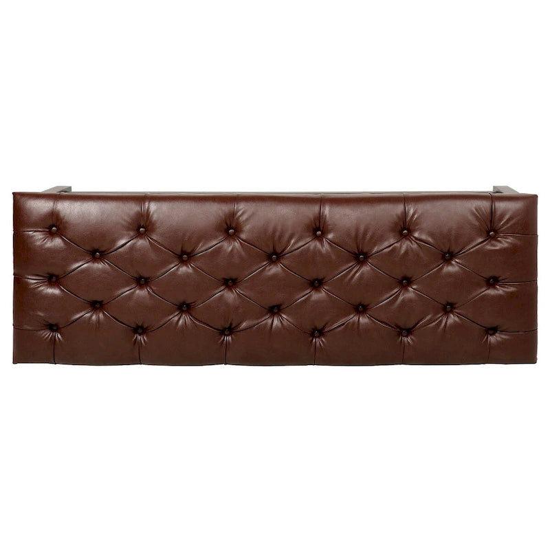 Banc rembourré avec base en bois pour chambre à coucher ou entrée, 152 cm avec clous décoratifs et étagère