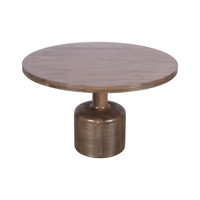 Table à manger ronde de 48 pouces, piètement central, bois brun riche