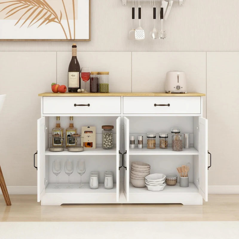 Buffet de ferme : charme rustique avec 2 tiroirs, 4 portes