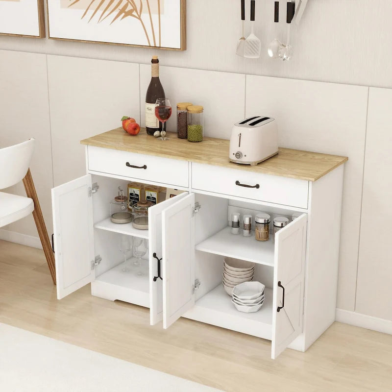 Buffet de ferme : charme rustique avec 2 tiroirs, 4 portes