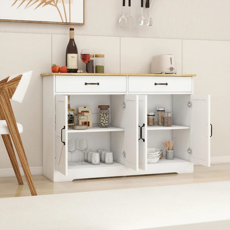 Buffet de ferme : charme rustique avec 2 tiroirs, 4 portes