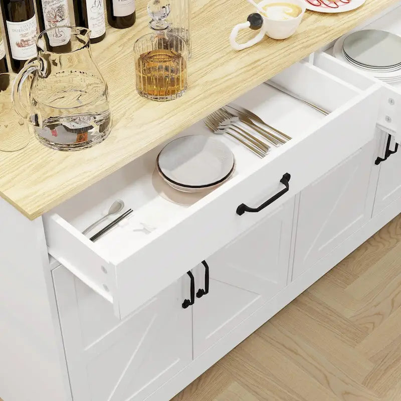Buffet de ferme : charme rustique avec 2 tiroirs, 4 portes