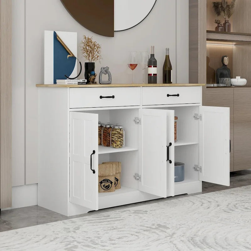 Buffet de ferme : charme rustique avec 2 tiroirs, 4 portes