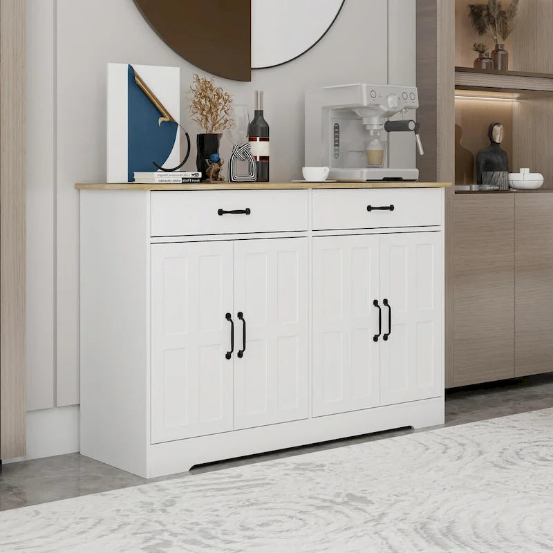 Buffet de ferme : charme rustique avec 2 tiroirs, 4 portes