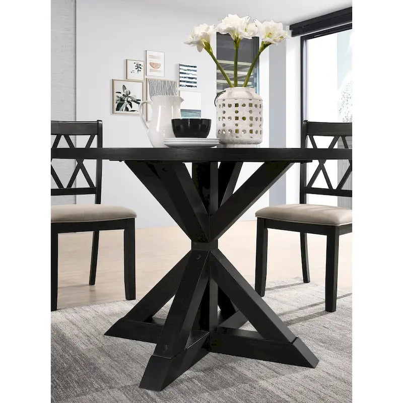 Table de salle à manger avec piètement en croix en noir