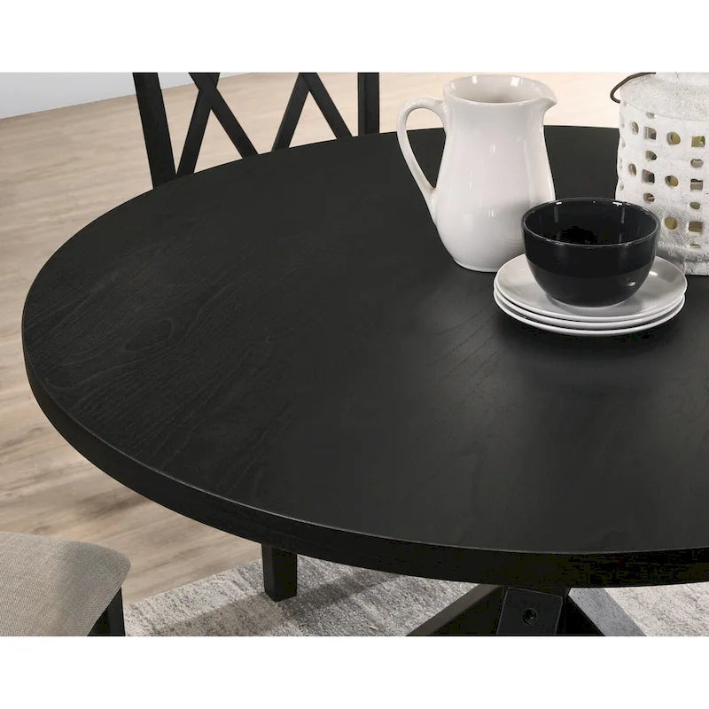 Table de salle à manger avec piètement en croix en noir