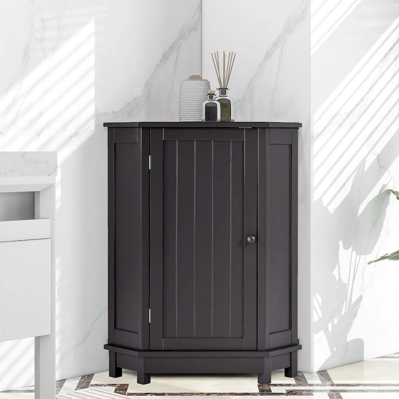 Armoire de salle de bain d'angle triangulaire avec étagère style moderne - 17,5 L x 17,5 l x 31,4 H