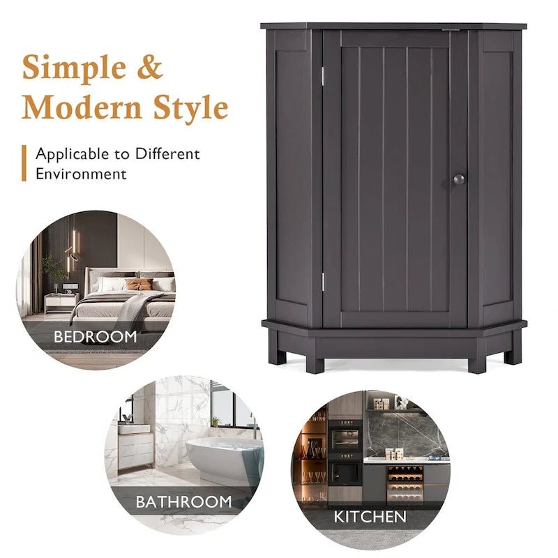Armoire de salle de bain d'angle triangulaire avec étagère style moderne - 17,5 L x 17,5 l x 31,4 H