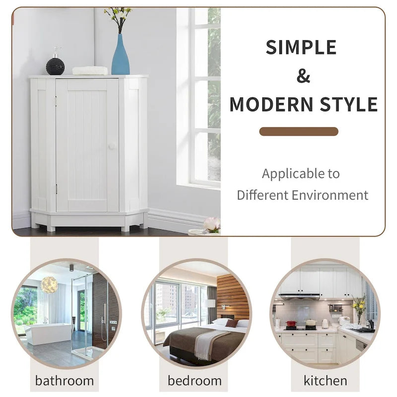 Armoire de salle de bain d'angle triangulaire avec étagère style moderne - 17,5 L x 17,5 l x 31,4 H