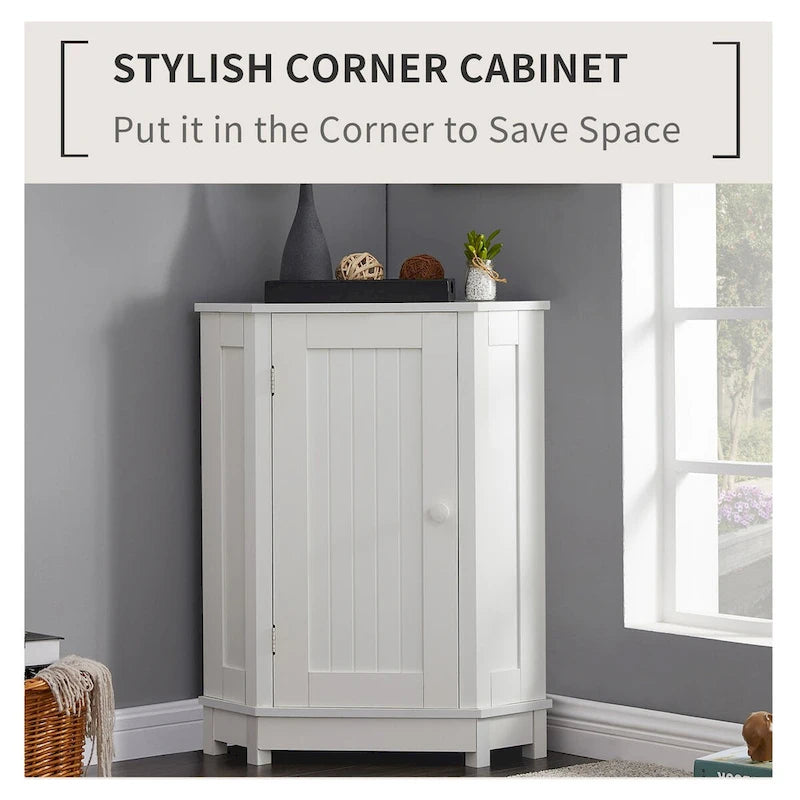 Armoire de salle de bain d'angle triangulaire avec étagère style moderne - 17,5 L x 17,5 l x 31,4 H