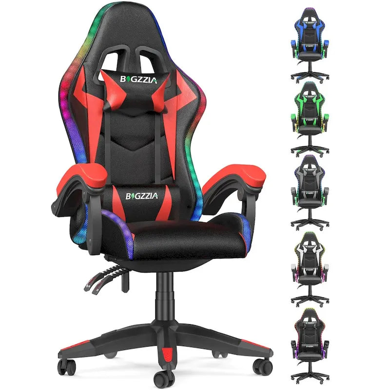 Chaise de jeu RVB avec lumières LED et chaise d'ordinateur ergonomique