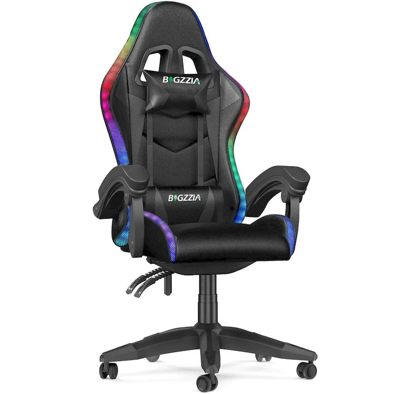 Chaise de jeu RVB avec lumières LED et chaise d'ordinateur ergonomique