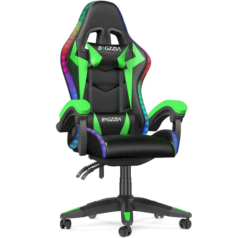 Chaise de jeu RVB avec lumières LED et chaise d'ordinateur ergonomique