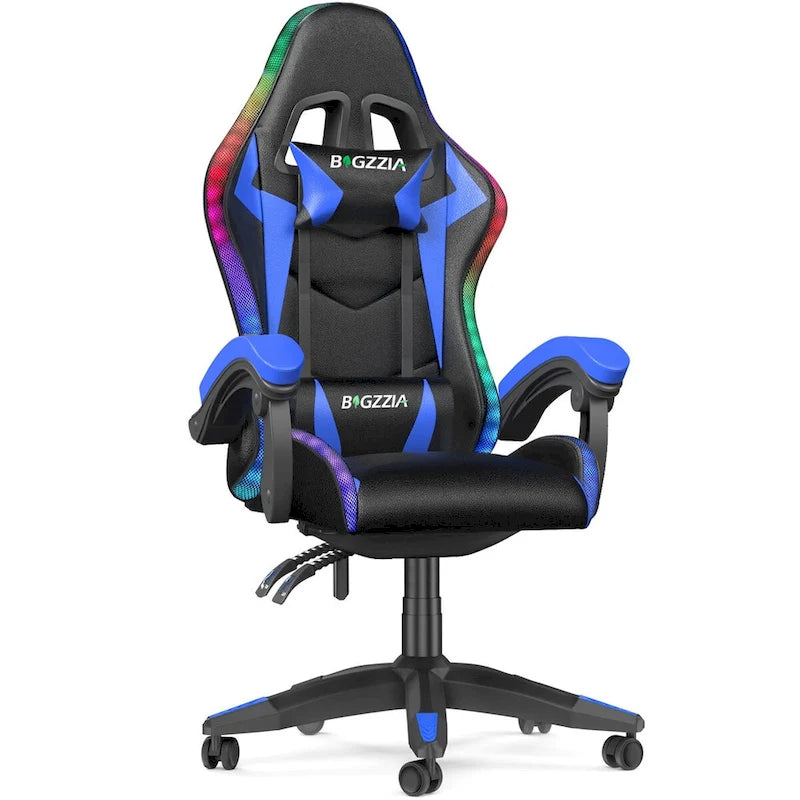 Chaise de jeu RVB avec lumières LED et chaise d'ordinateur ergonomique