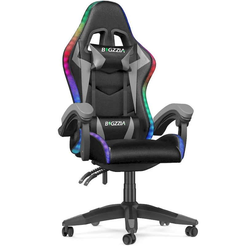 Chaise de jeu RVB avec lumières LED et chaise d'ordinateur ergonomique