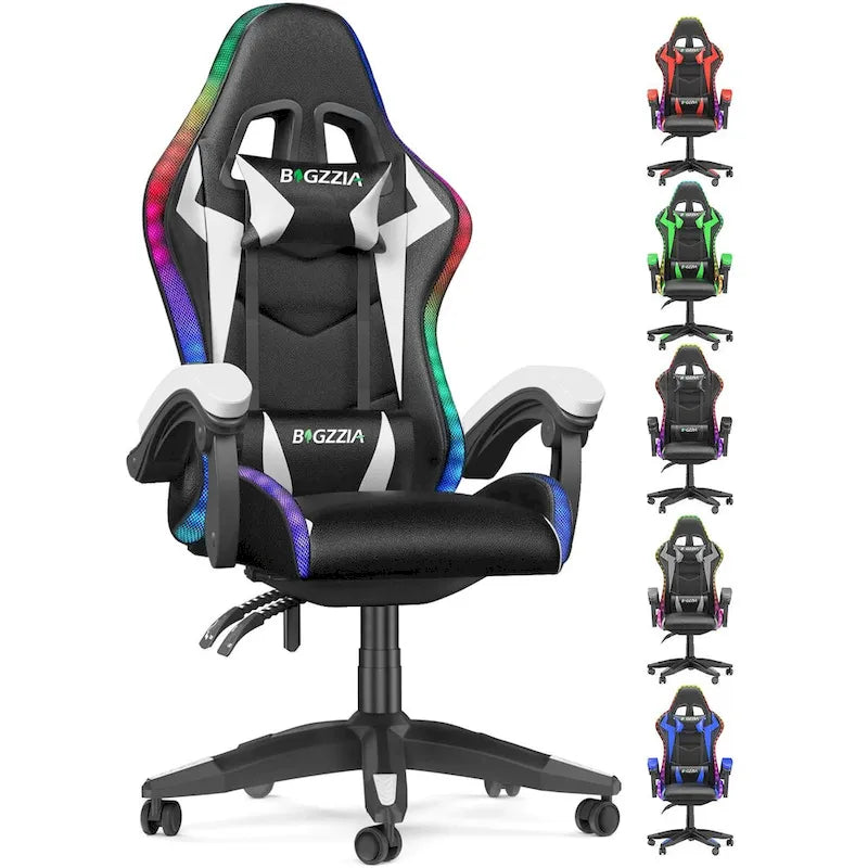 Chaise de jeu RVB avec lumières LED et chaise d'ordinateur ergonomique