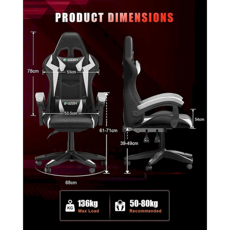 Chaise de jeu RVB avec lumières LED et chaise d'ordinateur ergonomique