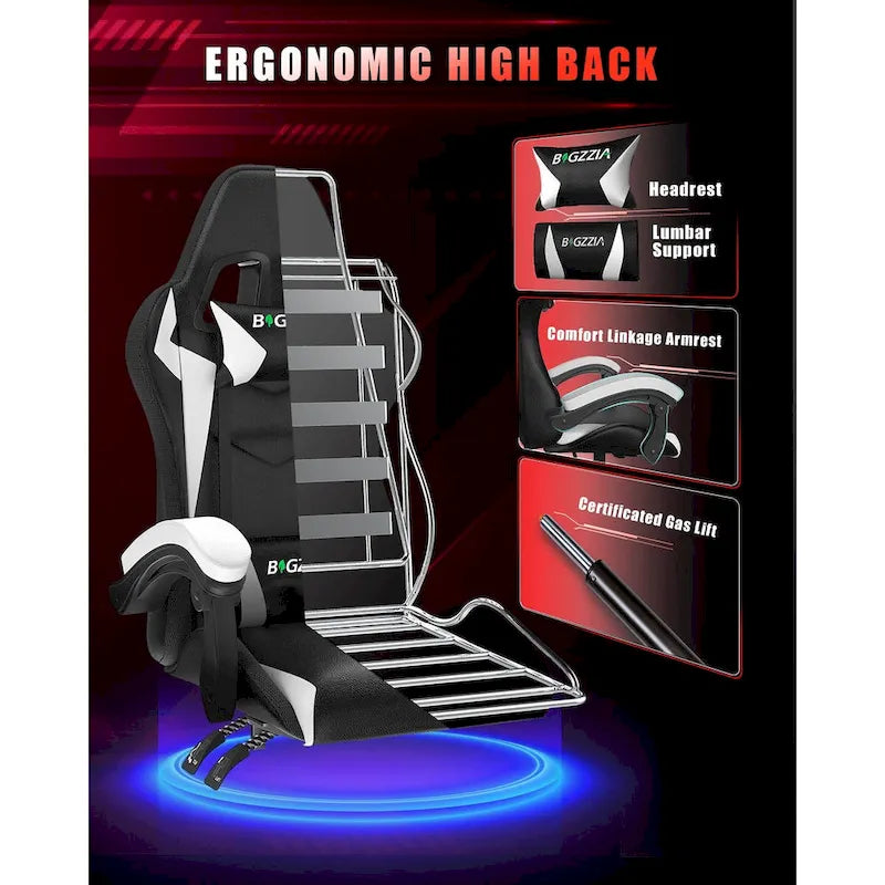 Chaise de jeu RVB avec lumières LED et chaise d'ordinateur ergonomique