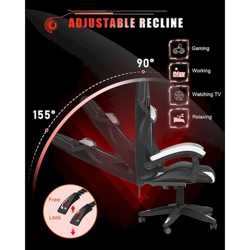 Chaise de jeu RVB avec lumières LED et chaise d'ordinateur ergonomique