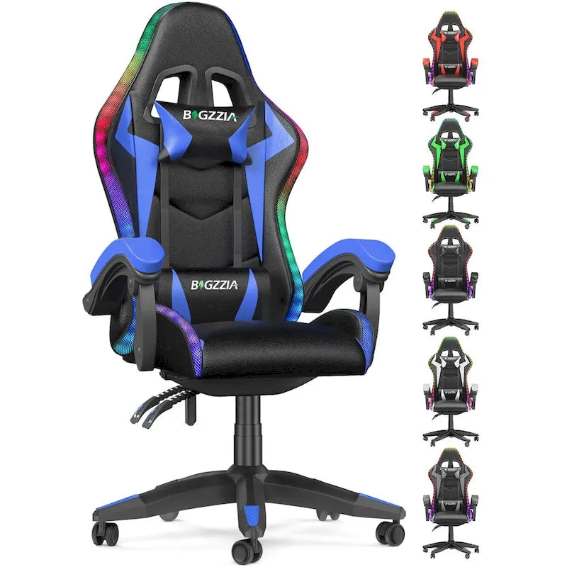 Chaise de jeu RVB avec lumières LED et chaise d'ordinateur ergonomique
