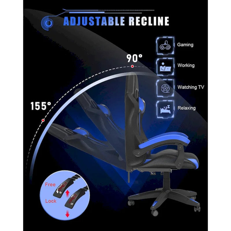 Chaise de jeu RVB avec lumières LED et chaise d'ordinateur ergonomique