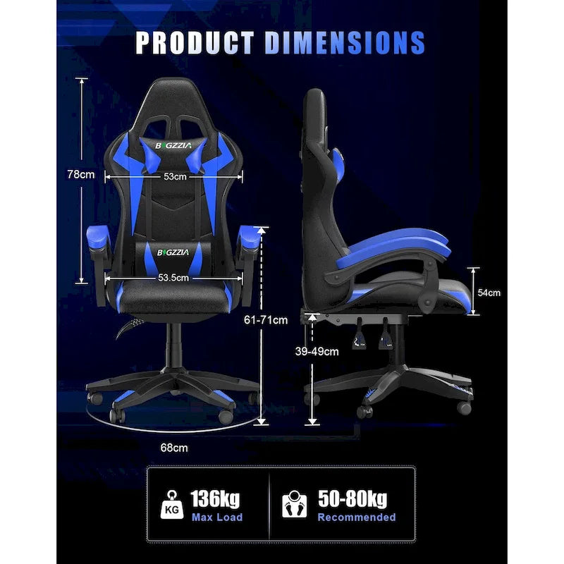 Chaise de jeu RVB avec lumières LED et chaise d'ordinateur ergonomique