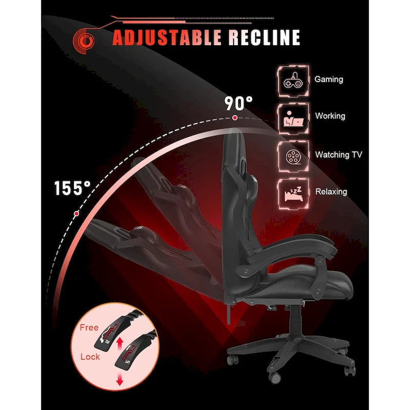 Chaise de jeu RVB avec lumières LED et chaise d'ordinateur ergonomique