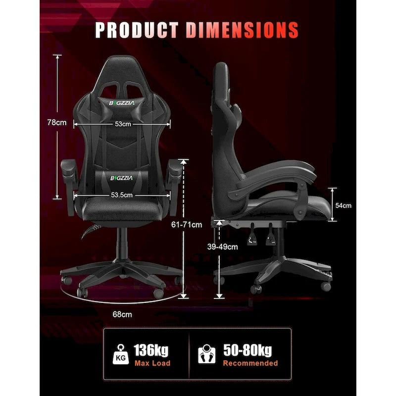 Chaise de jeu RVB avec lumières LED et chaise d'ordinateur ergonomique