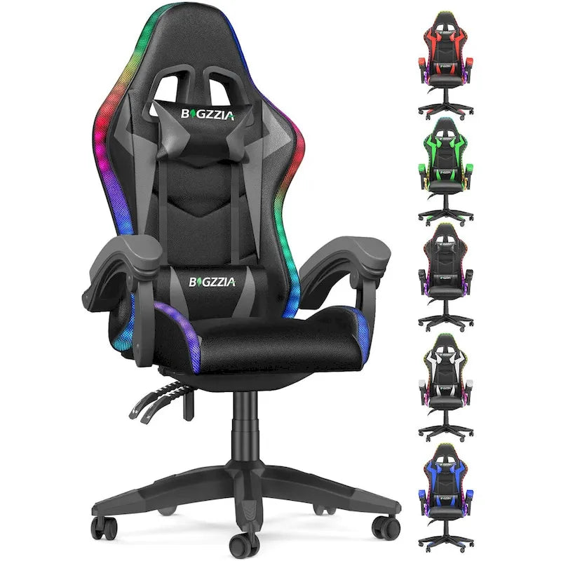 Chaise de jeu RVB avec lumières LED et chaise d'ordinateur ergonomique