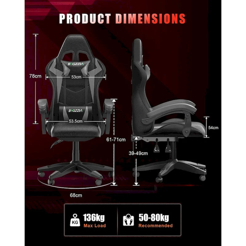 Chaise de jeu RVB avec lumières LED et chaise d'ordinateur ergonomique