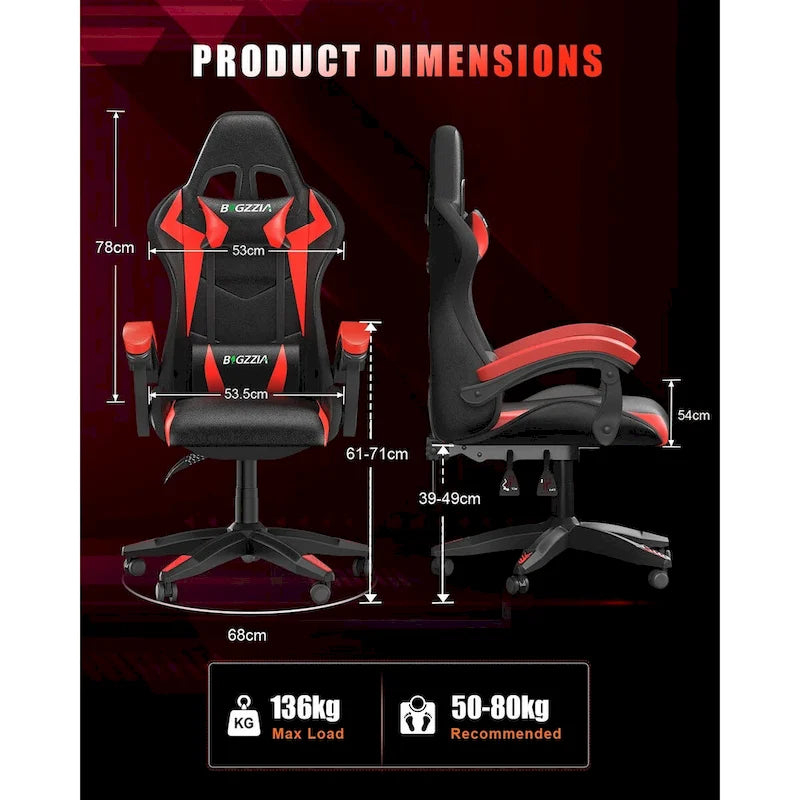 Chaise de jeu RVB avec lumières LED et chaise d'ordinateur ergonomique