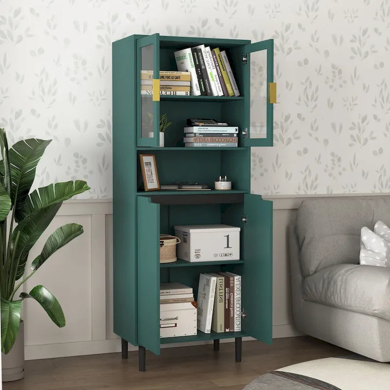 Vitrine haute avec 2 portes vitrées et 2 portes pleines