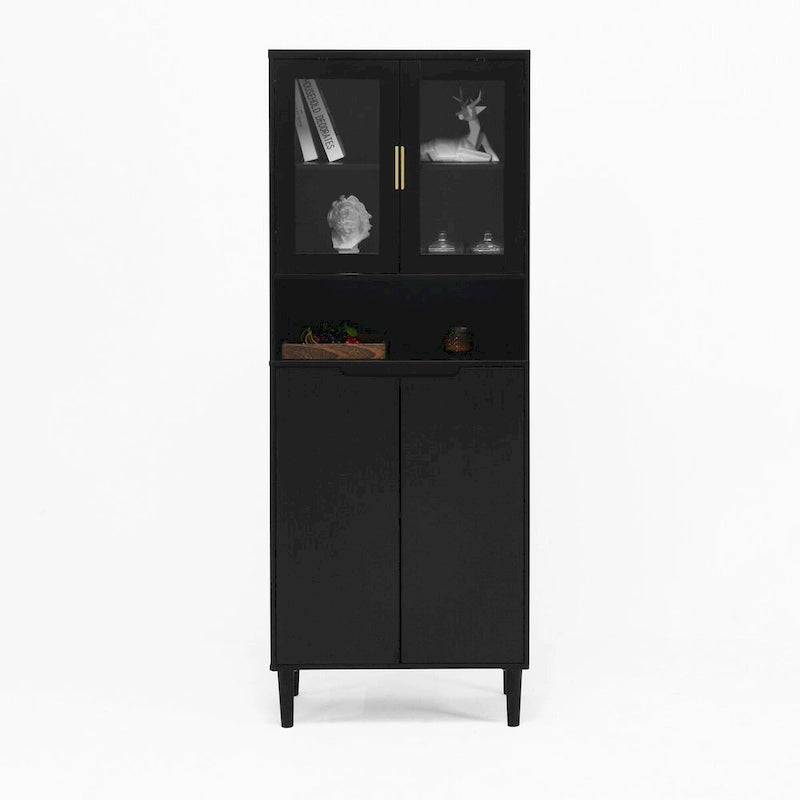 Vitrine haute avec 2 portes vitrées et 2 portes pleines