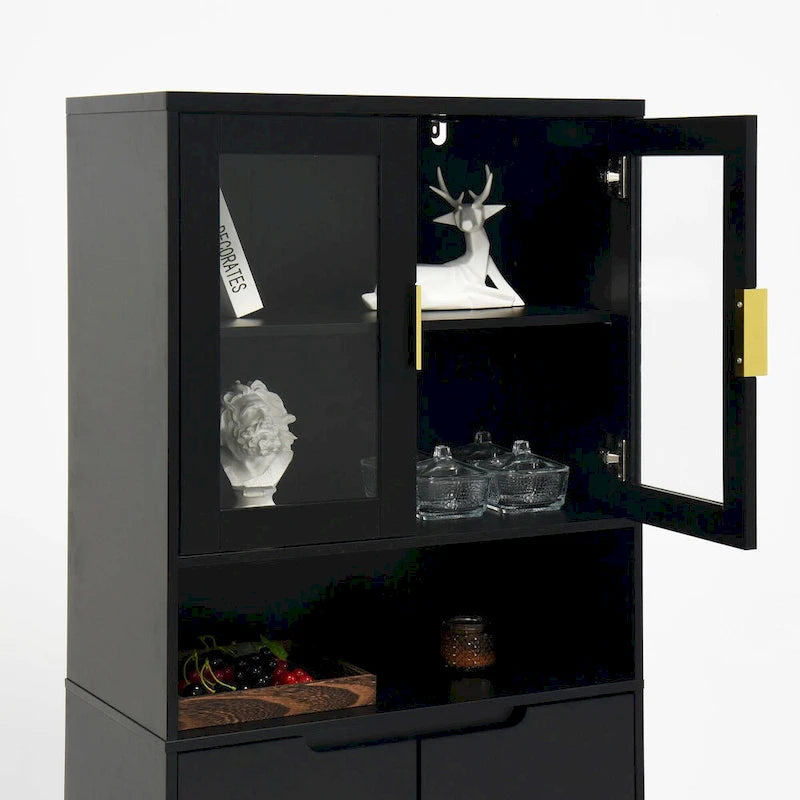 Vitrine haute avec 2 portes vitrées et 2 portes pleines