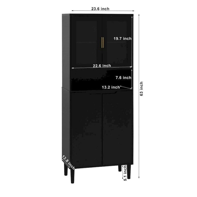 Vitrine haute avec 2 portes vitrées et 2 portes pleines