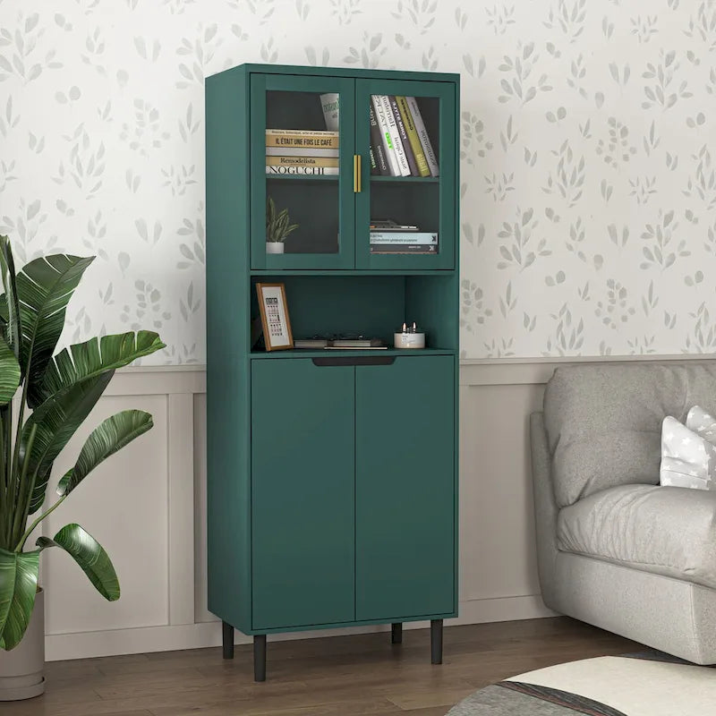 Vitrine haute avec 2 portes vitrées et 2 portes pleines