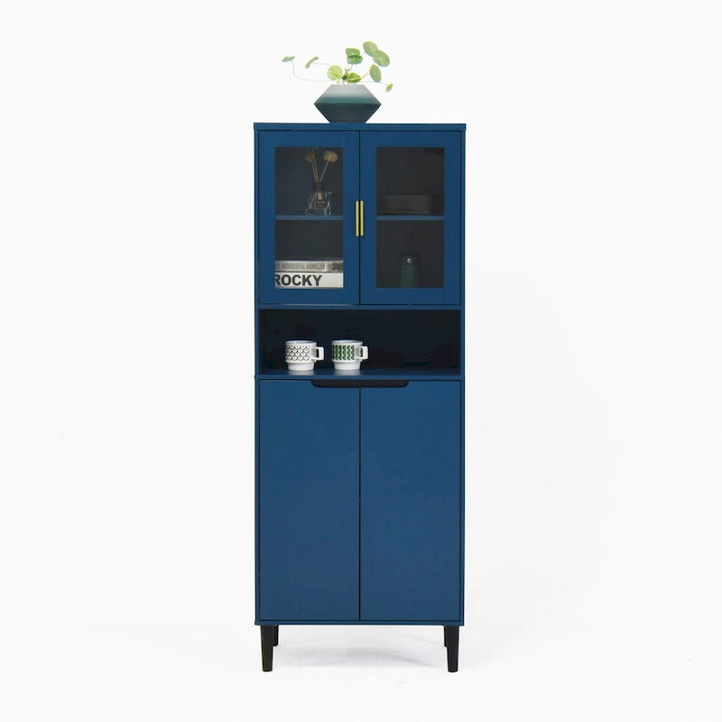 Vitrine haute avec 2 portes vitrées et 2 portes pleines