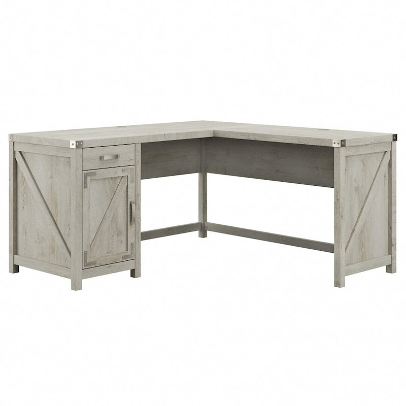 Bureau d'angle en L de 60 W avec meuble de rangement