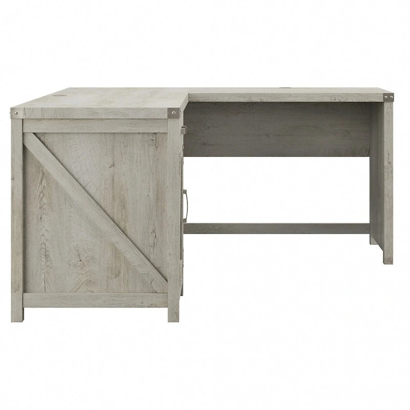 Bureau d'angle en L de 60 W avec meuble de rangement