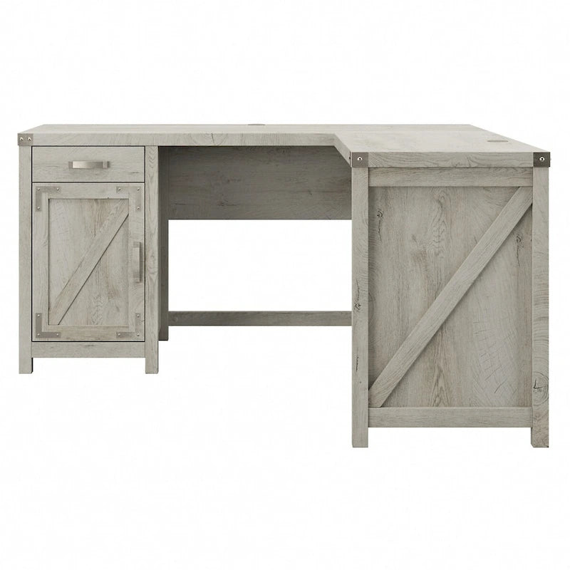 Bureau d'angle en L de 60 W avec meuble de rangement